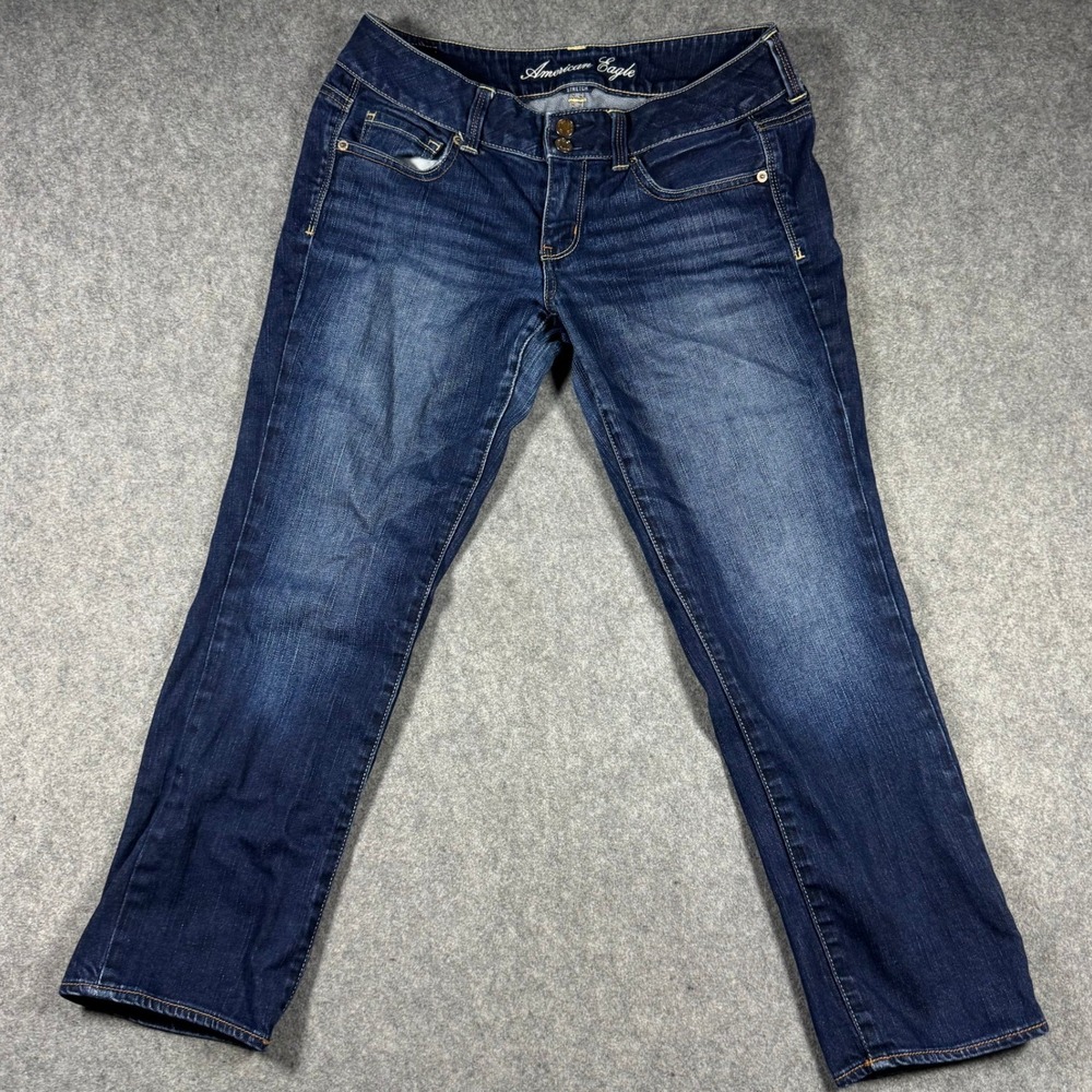 American Eagle Artist Stretch Jeans Size 8 Regular Dark Wash Blue Low Rise Flare